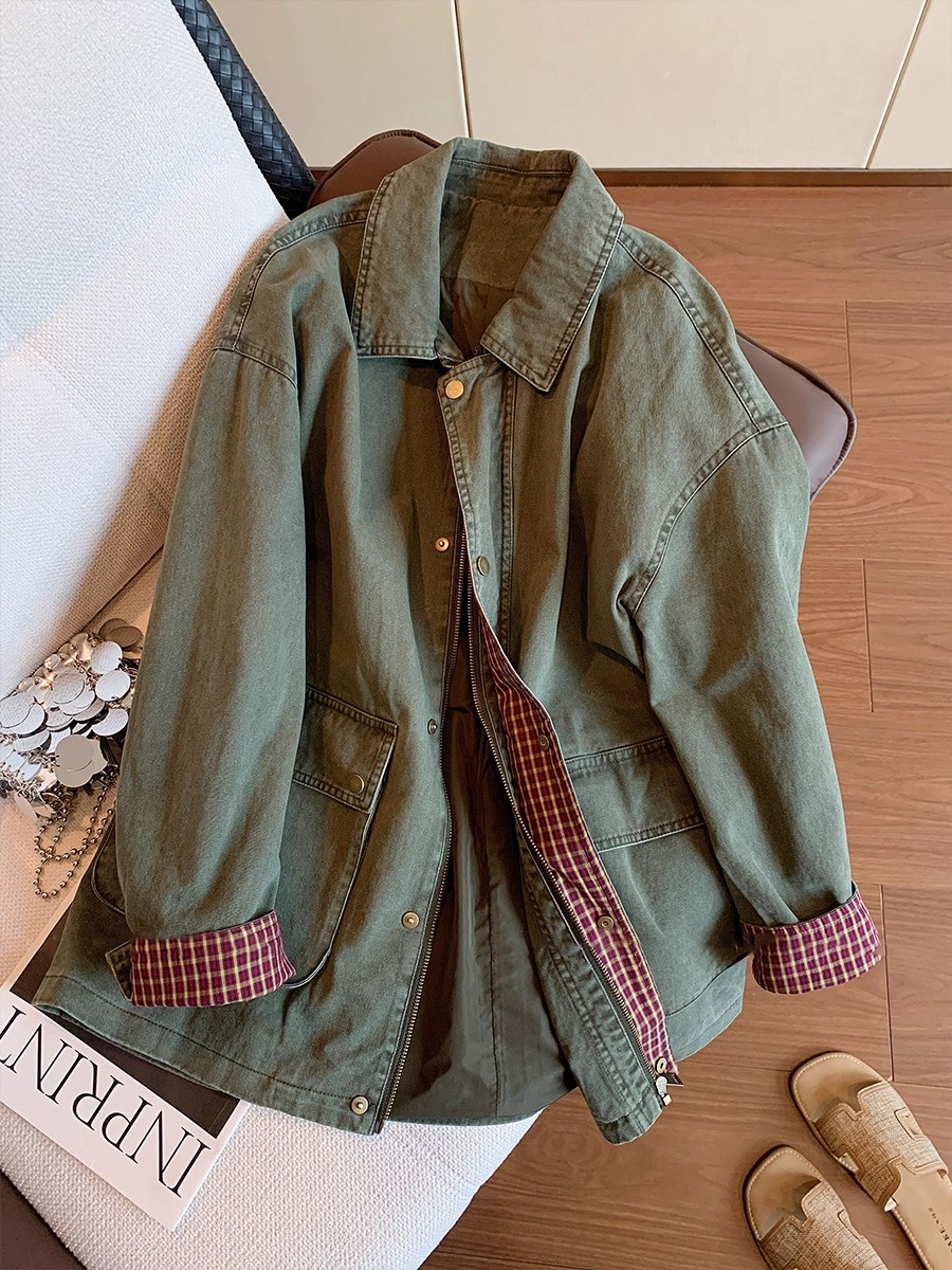 Veste en jean vert armée Vinta - Sewing Jackets avis et prix