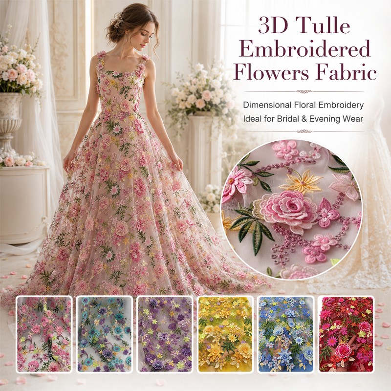 Tissu en tulle brodé floral 3D - Textile And Sewing Supply avis et prix